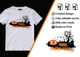 Happy Halloween, Halloween T-Shirt Design. Halloween Vector Graphic. Halloween T-Shirt illustration. Horns head devil t-shirt design. Beautiful and eye catching halloween vector