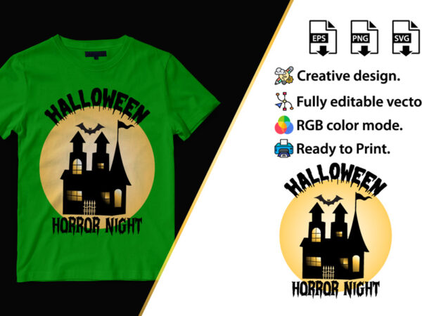 Halloween Horror Night, Halloween T-Shirt Design. Halloween Vector Graphic. Halloween T-Shirt illustration. Horns head devil t-shirt design. Beautiful and eye catching halloween vector