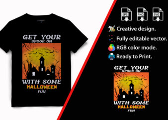 Get The Spook On With Some Halloween Fun, Halloween T-Shirt Design. Halloween Vector Graphic. Halloween T-Shirt illustration. Horns head devil t-shirt design. Beautiful and eye catching halloween vector
