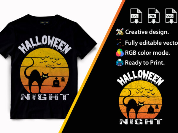 Halloween Night, Halloween T-Shirt Design. Halloween Vector Graphic. Halloween T-Shirt illustration. Horns head devil t-shirt design. Beautiful and eye catching halloween vector