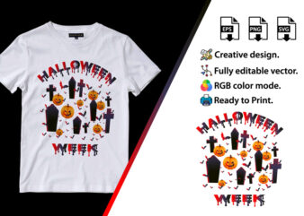 Halloween Week, Halloween T-Shirt Design. Halloween Vector Graphic. Halloween T-Shirt illustration. Horns head devil t-shirt design. Beautiful and eye catching halloween vector