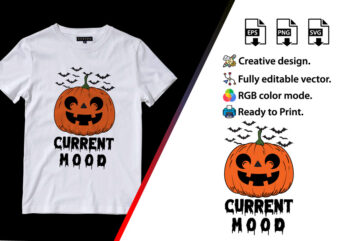 Current Mood Halloween, Halloween T-Shirt Design. Halloween Vector Graphic. Halloween T-Shirt illustration. Horns head devil t-shirt design. Beautiful and eye catching halloween vector
