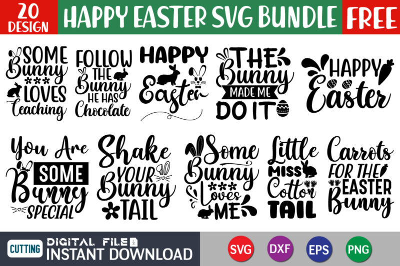 Free Happy Easter SVG Bundle, Easter svg bundle t shirt vector graphic, Cutest Bunny Shirt, Easter shirt print template, Easter svg t shirt designs for sale