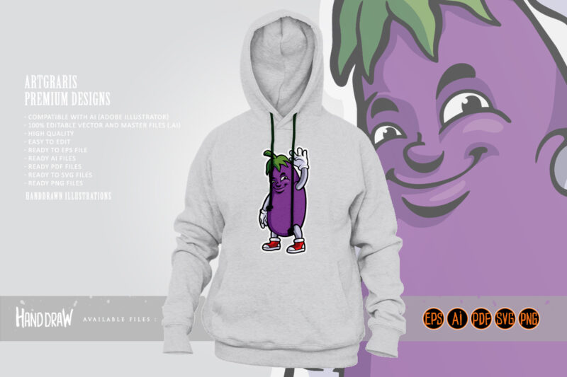 Funny eggplant logo mascot illustrations