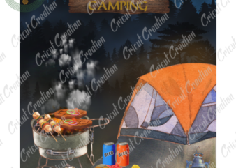 Camping Day , Campfire Cooking Diy Crafts, camping lover PNG files, Grill In Forest Silhouette Files, Trending Cameo Htv Prints t shirt vector file