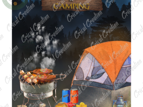 Camping day , campfire cooking diy crafts, camping lover png files, grill in forest silhouette files, trending cameo htv prints t shirt vector file