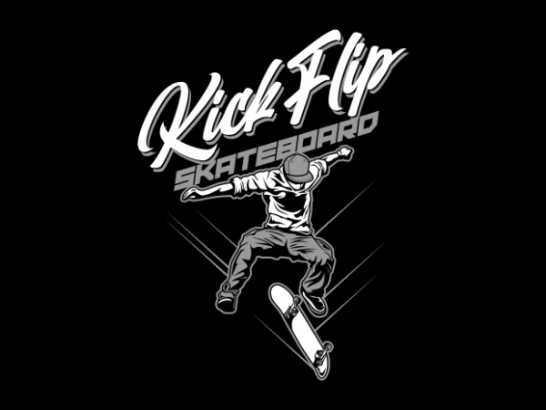 Kickflip skateboard action t shirt vector art