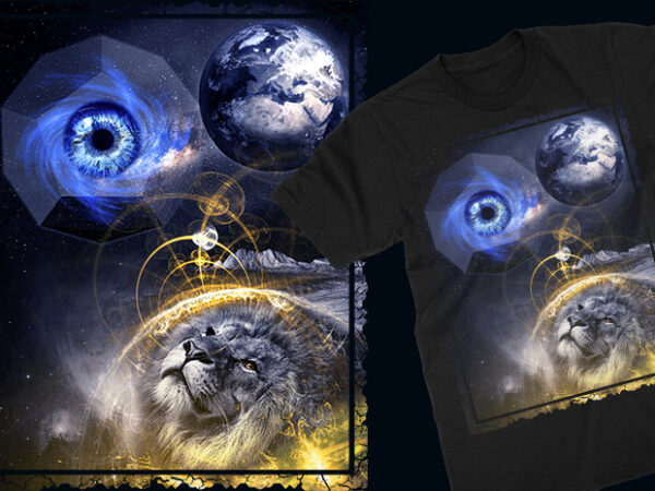 Galaxy lion t shirt design template