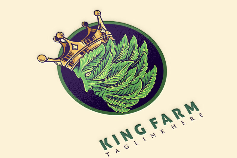 Crown king leaf logo mascot Illustration