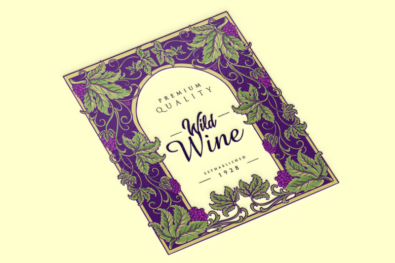 Vintage luxury wine floral labels