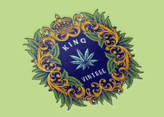 Vintage luxury crown frame with cannabis leaf ornate