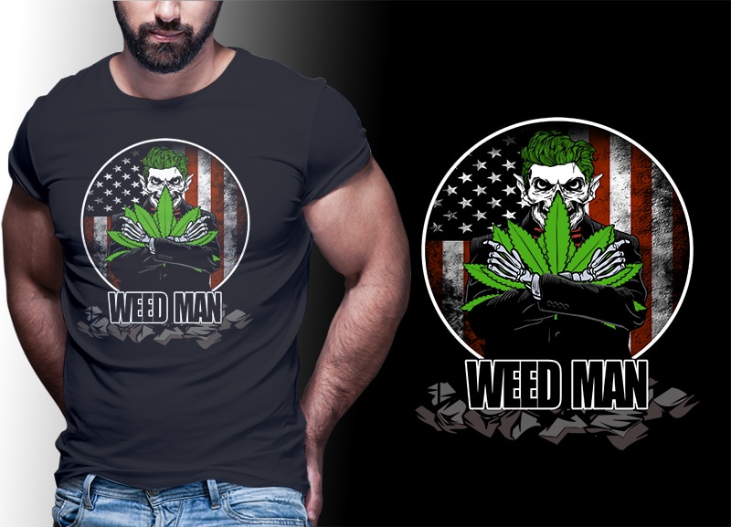WEED MAN AMERICAN FLAG #MAN11 EDITABLE TSHIRT DESIGN