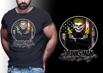 DRINK BEER MAN AMERICAN FLAG #MAN12 EDITABLE TSHIRT DESIGN