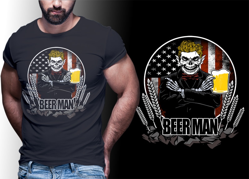 BEER MAN AMERICAN FLAG #MAN13 EDITABLE TSHIRT DESIGN