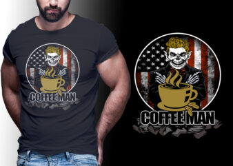 COFFEE MAN AMERICAN FLAG #MAN14 EDITABLE TSHIRT DESIGN