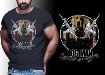 DOG MAN AMERICAN FLAG #MAN15 EDITABLE TSHIRT DESIGN