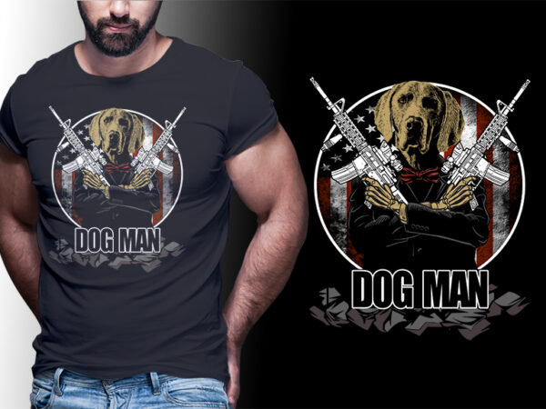 Dog man american flag #man15 editable tshirt design
