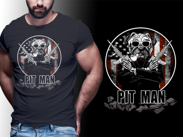 Pitbull man american flag #man16 editable tshirt design