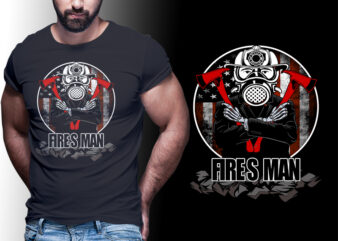 FIREFIGHTER MAN AMERICAN FLAG #MAN17 EDITABLE TSHIRT DESIGN