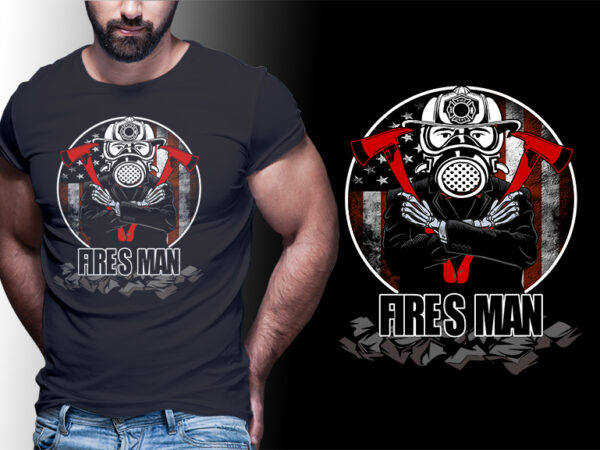Firefighter man american flag #man17 editable tshirt design