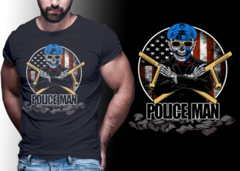 POLICE MAN AMERICAN FLAG #MAN18 EDITABLE TSHIRT DESIGN