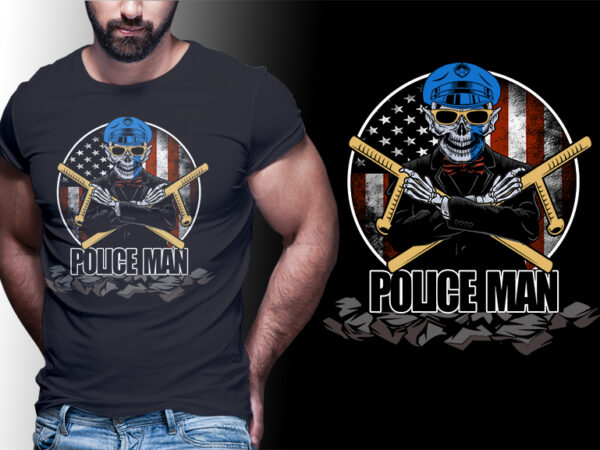 Police man american flag #man18 editable tshirt design