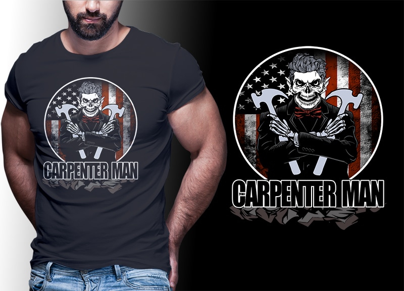 CARPENTER MAN AMERICAN FLAG #MAN19 EDITABLE TSHIRT DESIGN