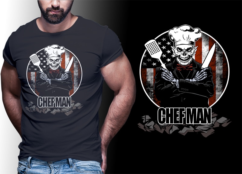 COOCKING CHEF MAN AMERICAN FLAG #MAN21 EDITABLE TSHIRT DESIGN