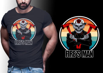 FIREFIGHTER FIREMAN #MAN4 EDITABLE TSHIRT DESIGN