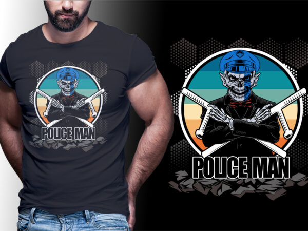 Police vintage retro #man06 editable tshirt design