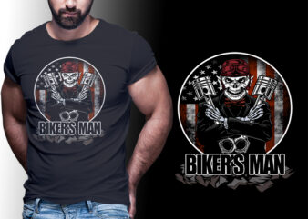 BIKER MAN AMERICAN FLAG #MAN09 EDITABLE TSHIRT DESIGN