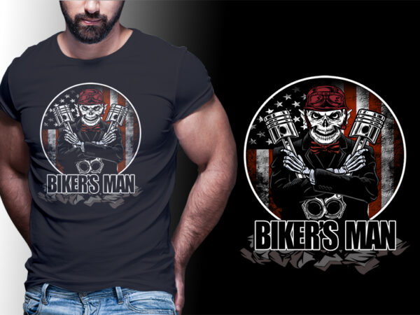 Biker man american flag #man09 editable tshirt design