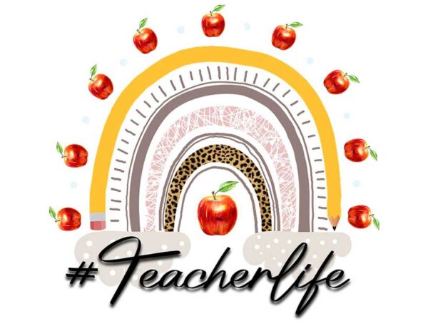 Teacher life rainbow tshirt design