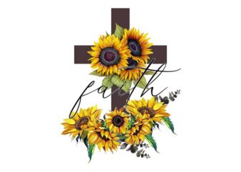 Faith Cross And Sunflower Tshirt Design