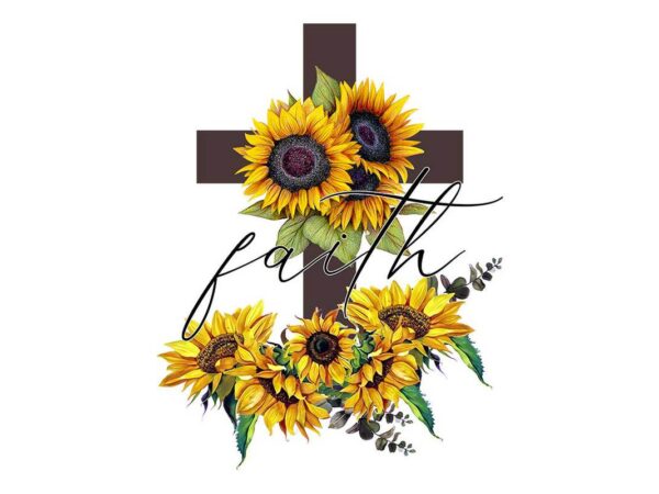 Faith cross and sunflower tshirt design
