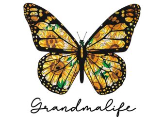 Grandma Life Butterfly Sunflower Tshirt Design