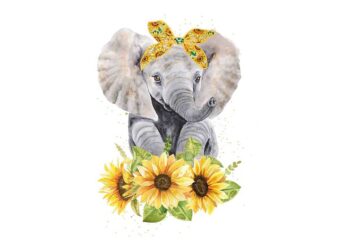 Elephant Sunflower Tshirt Design