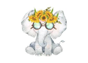 Cute Elephant Sunflower Tshirt Design