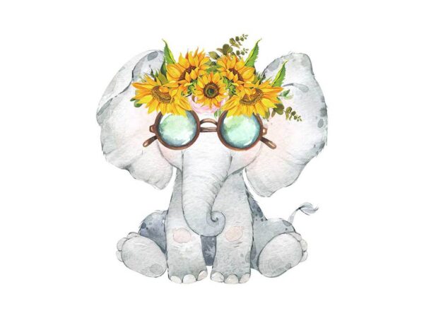 Cute elephant sunflower tshirt design