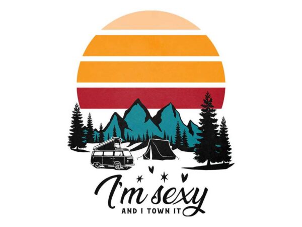 Retro sunset camping tshirt design