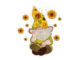 Gnome Besides Sunflower Tshirt Design