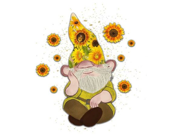 Gnome besides sunflower tshirt design