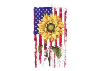 Sunflower With American Flag Tshirt Design