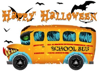 Happy Halloween School Bus Monsters Tshirt Design