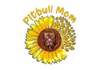 Pitbull Mom Sunflower Tshirt Design