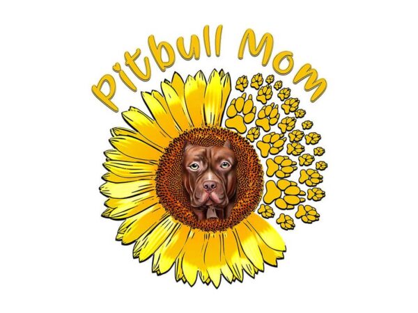 Pitbull mom sunflower tshirt design