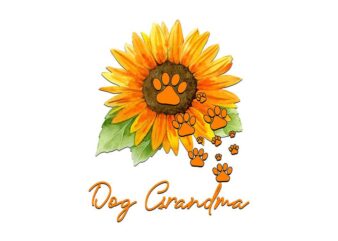 Dog Grandma Dog Paw Sunflower Tshirt Design