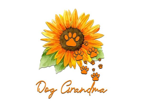 Dog grandma dog paw sunflower tshirt design