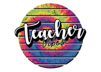 Retro Tie Dye Teacher Vibes Tshirt Design