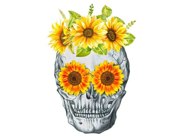 Funny sunflower skull tshirt design